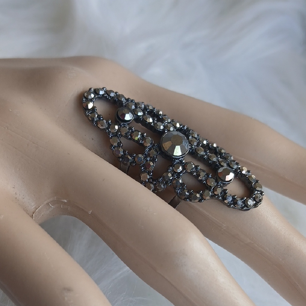 Paparazzi Metallic Black Statement Ring - Picture 7 of 10